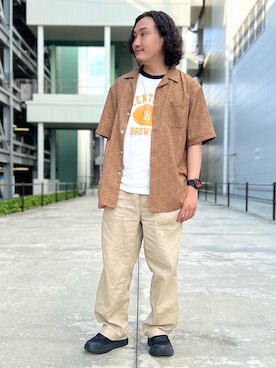 「coen（コーエン）のcommon good(コモングッド)別注カレッジリンガーTシャツ（Tシャツ/カットソー、その他）」を使った、coen   いけださん（メンズ・168cm）の夏コーディネート