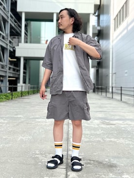 「Healthknit（ヘルスニット）の【お得な3足セット】Healthknit(ヘルスニット)ラインソックス（ソックス/靴下、その他）」を使った、coen   いけださん（メンズ・168cm）の夏コーディネート