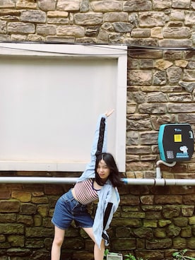 「MONKI（モンキ）のアイテム（キャミソール）」を使った、陸心沉さん（レディース・162cm）の夏コーディネート