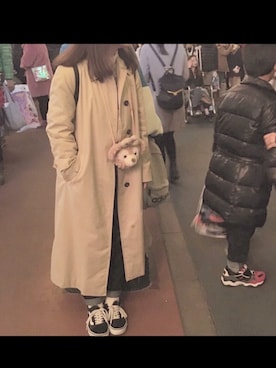 「古着女子」｜「アイテム（トレンチコート）」を使った、あ。さん（レディース・156cm）の冬コーディネート