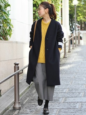 「JOURNAL STANDARD relume（ジャーナルスタンダード　レリューム）のアイテム（ノーカラージャケット）」を使った、misatoさん（レディース・160cm）の秋コーディネート