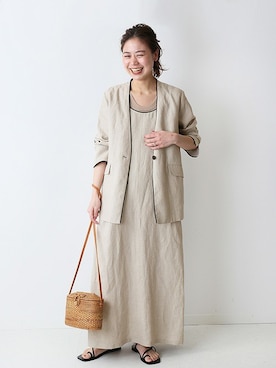 「JOURNAL STANDARD relume（ジャーナルスタンダード　レリューム）のアイテム（ノーカラージャケット）」を使った、misatoさん（レディース・160cm）の春コーディネート