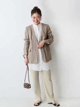 「JOURNAL STANDARD relume（ジャーナルスタンダード　レリューム）のアイテム（ノーカラージャケット）」を使った、misatoさん（レディース・160cm）の春コーディネート