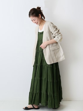 「JOURNAL STANDARD relume（ジャーナルスタンダード　レリューム）のアイテム（ノーカラージャケット）」を使った、misatoさん（レディース・160cm）の春コーディネート