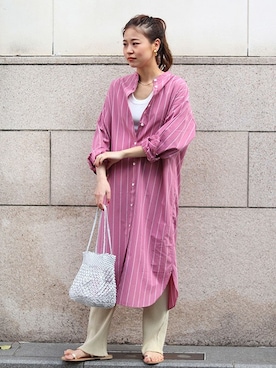 「JOURNAL STANDARD relume（ジャーナルスタンダード　レリューム）のアイテム（シャツワンピース）」を使った、misatoさん（レディース・160cm）の春コーディネート