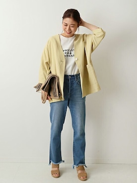 「JOURNAL STANDARD relume（ジャーナルスタンダード　レリューム）のアイテム（ノーカラージャケット）」を使った、misatoさん（レディース・160cm）の夏コーディネート