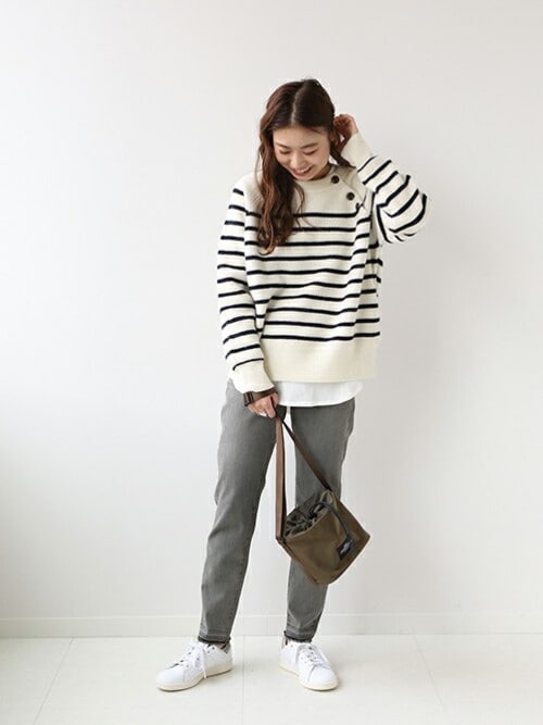 JOURNAL STANDARD - 1/15まで【新品】DENSE WHITE WOOLアゼボーダーボタン付ニット JOURNAL STANDARD relume（ジャーナルスタンダード レリューム）の
