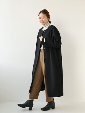 「JOURNAL STANDARD relume（ジャーナルスタンダード　レリューム）のアイテム（ノーカラージャケット）」を使った、misatoさん（レディース・160cm）の冬コーディネート