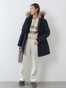 「Woolpower（ウールパワー）のアイテム（ジャケット/アウター）」を使った、misatoさん（レディース・160cm）の冬コーディネート