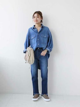 「MOHI（モヒ）のアイテム（スリッポン）」を使った、misatoさん（レディース・160cm）の春コーディネート