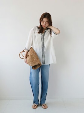 「アイテム（サンダル、ゴールド系）」を使った、misatoさん（レディース・160cm）の春コーディネート