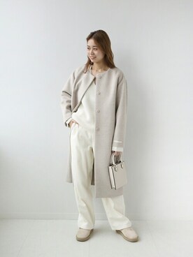 「JOURNAL STANDARD relume（ジャーナルスタンダード　レリューム）のアイテム（ノーカラーコート）」を使った、misatoさん（レディース・160cm）の秋コーディネート
