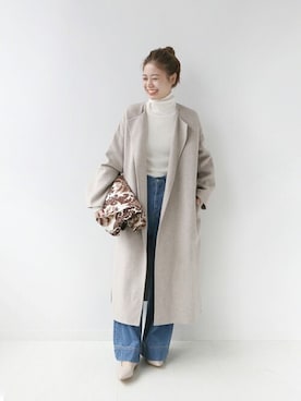 「JOURNAL STANDARD relume（ジャーナルスタンダード　レリューム）のアイテム（ノーカラーコート）」を使った、misatoさん（レディース・160cm）の秋コーディネート