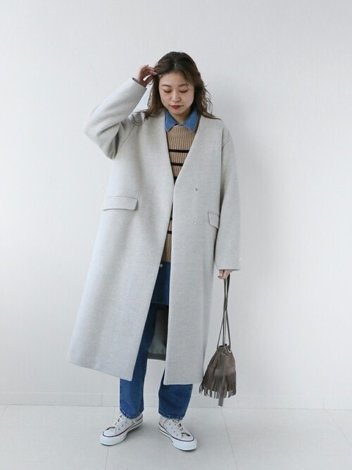 セール】《別注》LANAWOOL140ノーカラーVネックコート◇（その他