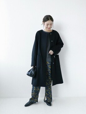 「JOURNAL STANDARD relume（ジャーナルスタンダード　レリューム）のアイテム（ノーカラーコート）」を使った、misatoさん（レディース・160cm）の秋コーディネート