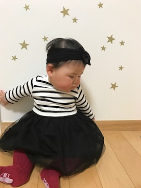 「赤タイツ」｜「アイテム（ワンピース/ドレス）」を使った、naanoooさん（キッズ・70cm）の春コーディネート