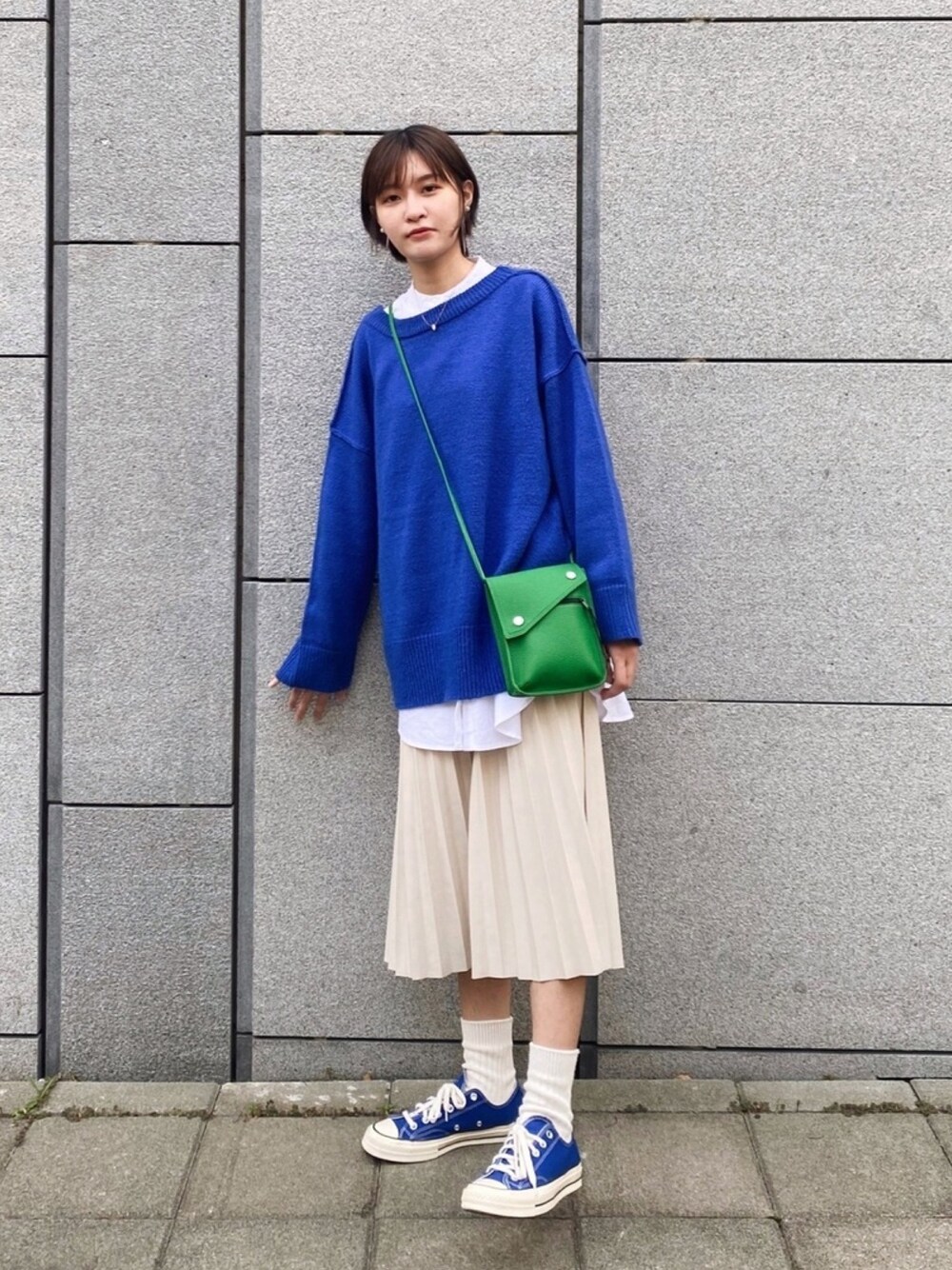「CRAFT STANDARD BOUTIQUEの【2020AW】LACE-UP KNIT/レースアップ2WAYニットプルオーバー《一部WEB限定》〇＊★（ニット/セーター、グレー系）」を使った、st________さん（レディース・165cm）の春コーディネートの1枚目の写真