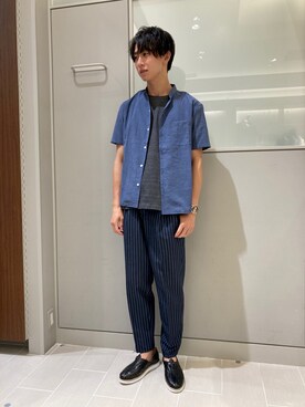 「ブルーコーデ」｜「アイテム（スリッポン）」を使った、asagiさん（メンズ・176cm）の夏コーディネート