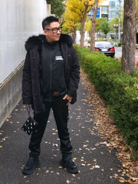 「BALENCIAGA」｜「アイテム（モッズコート）」を使った、MARCELLO(マル)さん（メンズ・177cm）の冬コーディネート
