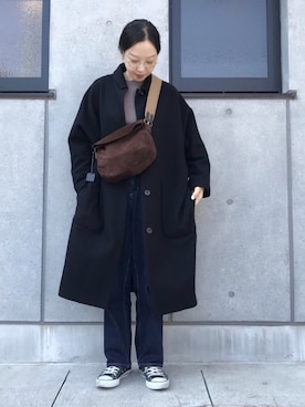「yuni（ユニ　）のアイテム（その他アウター）」を使った、fuuさん（レディース・158cm）の冬コーディネート