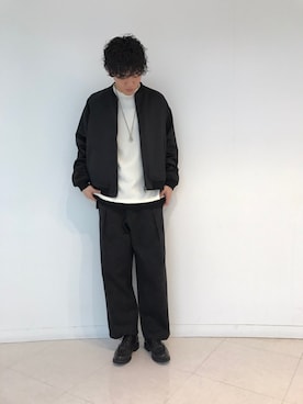 「JUNRED（ジュンレッド）のアイテム（チノパンツ）」を使った、SHUNSUKEさん（メンズ・184cm）の冬コーディネート