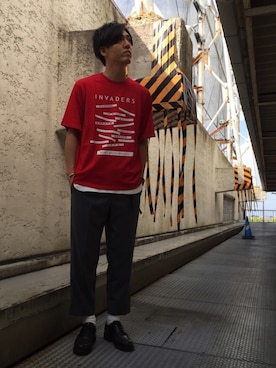 「JUNRED（ジュンレッド）のアイテム（タンクトップ）」を使った、SHUNSUKEさん（メンズ・184cm）の夏コーディネート