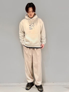 「JUNRED（ジュンレッド）のアイテム（パーカー）」を使った、SHUNSUKEさん（メンズ・184cm）の冬コーディネート