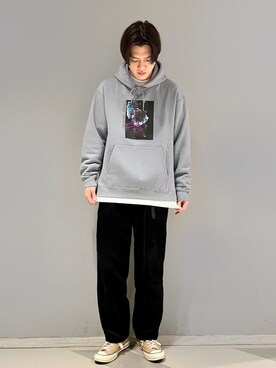 「JUNRED（ジュンレッド）のアイテム（パーカー）」を使った、SHUNSUKEさん（メンズ・184cm）の秋コーディネート