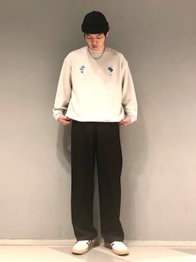 「JUNRED（ジュンレッド）のアイテム（スウェット）」を使った、SHUNSUKEさん（メンズ・184cm）の春コーディネート
