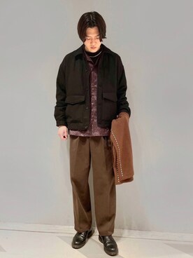 「Gramicci（グラミチ）のアイテム（ブルゾン）」を使った、SHUNSUKEさん（メンズ・184cm）の冬コーディネート
