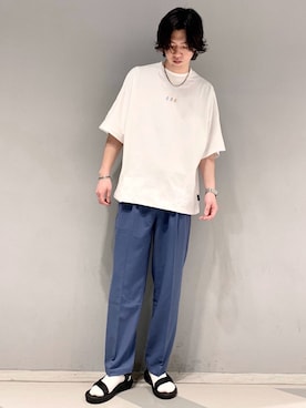 「JUNRED（ジュンレッド）のアイテム（サンダル）」を使った、SHUNSUKEさん（メンズ・184cm）の春コーディネート