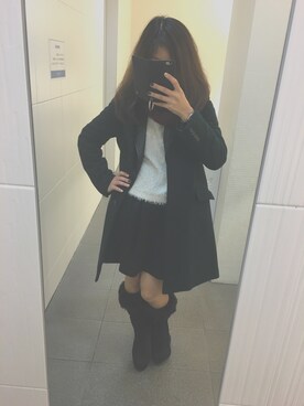 「アイテム（トレンチコート、グリーン系）」を使った、naaaponさん（レディース・157cm）の冬コーディネート