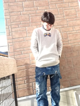「グラニフ」｜「アイテム（オールインワン・サロペット）」を使った、Ma-chanさん（レディース・157cm）の冬コーディネート