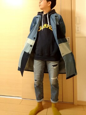 「antiqua」｜「アイテム（デニムジャケット）」を使った、Ma-chanさん（レディース・157cm）の冬コーディネート