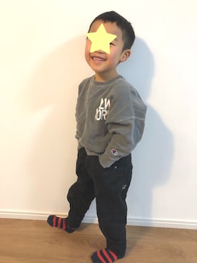 「URBAN RESEARCH（アーバンリサーチ）のアイテム（スウェット）」を使った、manaponさん（キッズ・100cm）の冬コーディネート