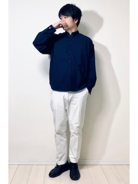 「UNIQLO（ユニクロ）のEZYアンクルパンツ（2WAYストレッチ・丈長め76cm）（その他パンツ）」を使った、スピさん（メンズ・175cm）の夏コーディネート