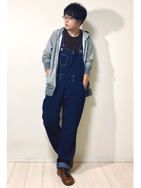「BASQUE magenta（バスクマゼンタ）のアイテム（サロペット/オーバーオール）」を使った、スピさん（メンズ・175cm）の秋コーディネート