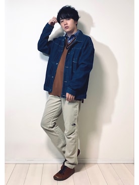 「TIMELY WARNING（タイムリーワーニング）のアイテム（ジャケット/アウター）」を使った、スピさん（メンズ・175cm）の秋コーディネート