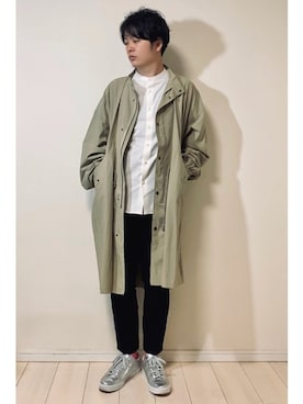 「カラーソックス」｜「アイテム（モッズコート）」を使った、スピさん（メンズ・175cm）の秋コーディネート