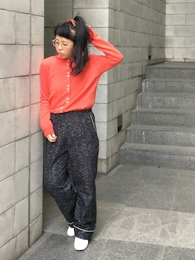 「アイテム（カーディガン/ボレロ、オレンジ系）」を使った、nah.oさん（レディース・152cm）の春コーディネート