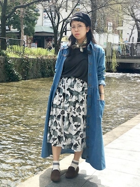 「Design Tshirts Store graniph（デザイン　ティーシャツ　ストア　グラニフ）のアイテム（ワンピース/ドレス）」を使った、nah.oさん（レディース・152cm）の春コーディネート