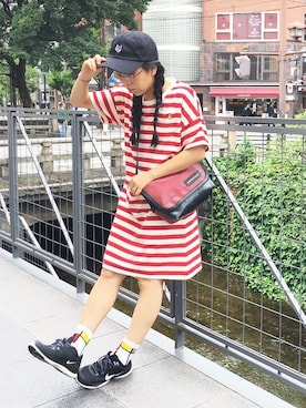 「ストリートカジュアル」｜「アイテム（ワンピース/ドレス）」を使った、nah.oさん（レディース・152cm）の夏コーディネート