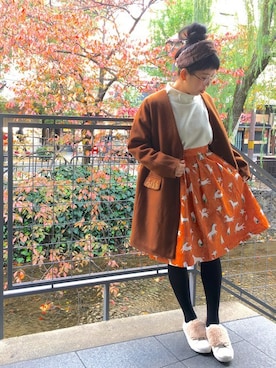 「Design Tshirts Store graniph（デザイン　ティーシャツ　ストア　グラニフ）のアイテム（ブルゾン）」を使った、nah.oさん（レディース・152cm）の冬コーディネート