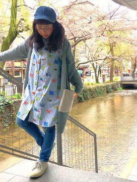 「グラニフ」｜「アイテム（シャツワンピース）」を使った、nah.oさん（レディース・152cm）の春コーディネート