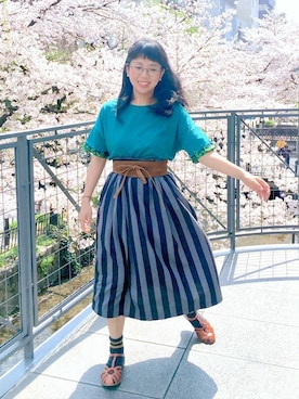 「サンダルに靴下」｜nah.oさん（レディース・152cm）の春コーディネート