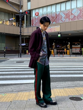 「soe（ソーイ）のアイテム（ジャケット/アウター）」を使った、竹内 孜介さん（メンズ・171cm）の秋コーディネート