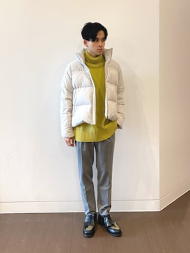 「STUDIOUS（ステュディオス）のアイテム（ダウンジャケット/コート）」を使った、竹内 孜介さん（メンズ・172cm）の秋コーディネート