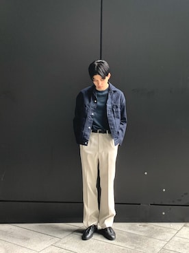 「soe（ソーイ）のアイテム（パンツ）」を使った、竹内 孜介さん（メンズ・172cm）の冬コーディネート