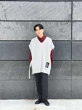 「SHAREEF（シャリーフ）のアイテム」を使った、竹内 孜介さん（メンズ・172cm）の春コーディネート