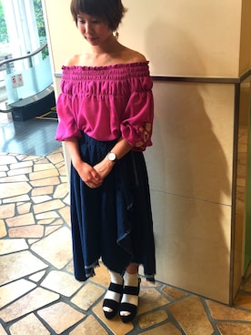 「RANDA」｜「アイテム（アナログ腕時計）」を使った、しょーちゃん@神戸さん（レディース・159cm）の春コーディネート